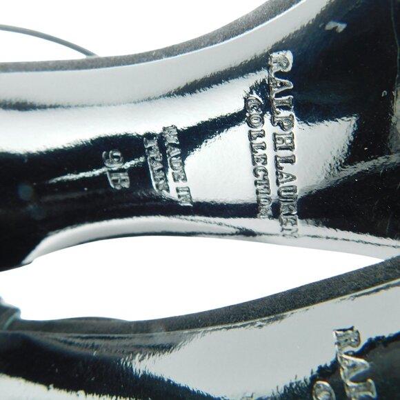 RALPH LAUREN Collection Purple Label Black Suede T Strap Ankle Sandal Heels 9 - Picture 7 of 9